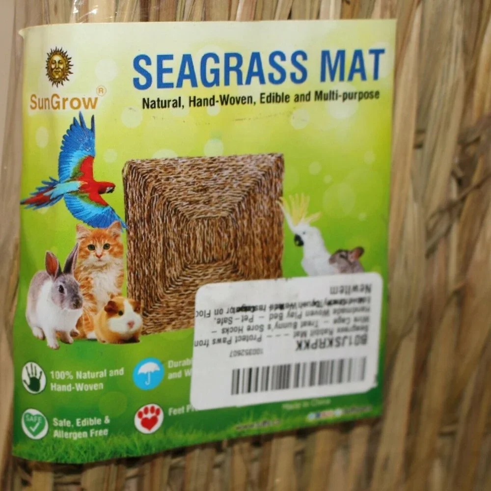 SunGrow Rabbit Seagrass Mat 11” x 7.8” Handmade Hay Mat Protect Paws